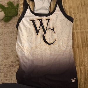 Varsity Black and White Embellished Tank Top